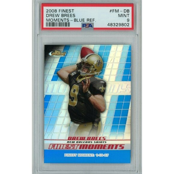 DREW BREES 2008 Topps Finest PSA 9 Blue Refractor /299 POP 2 Mint Saints - Picture 1 of 2